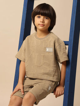 U.S. POLO ASSN. - Brown Boys Brand Embossed Boxy Fit T-Shirt