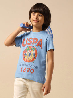 U.S. POLO ASSN. - Blue Boys Graphic Brand Printed Regular Fit T-Shirt
