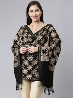 Pashmoda - Women Black Aari Embroidered Shawl