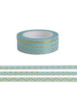 Itsy Bitsy - Washi Tape Aqua Border 5mm x 10Mtr 3Roll In 1Set
