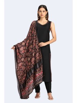 Cotton Culture - Black Poly Silk Embroidered Kurta with Pant and Dupatta