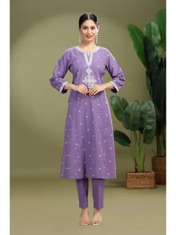 Cotton Culture - Lavender Pure Cotton Embroidered Kurta with Pant