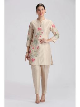 Cotton Culture - Beige Poly Silk Floral Co-ord Set