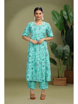 Cotton Culture - Teal Pure Cotton Printed Kurta with Pant