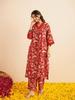 GOODHAND - Red Cotton Kurta with Pant