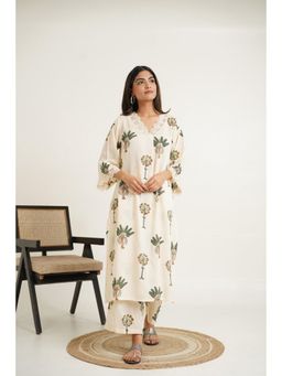 GOODHAND - White Cotton Kurta with Pant