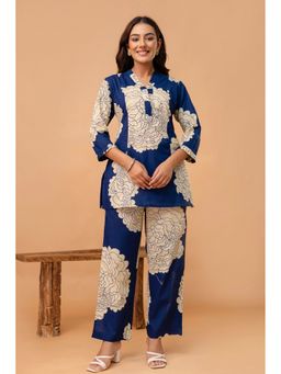 Kohsh - Blue Cotton Floral Co-ord Set