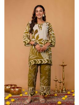 Kohsh - Olive Viscose Floral Co-ord Set