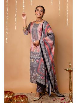 Kohsh - Multi-Colour Viscose Printed Kurta with Pant and Dupatta