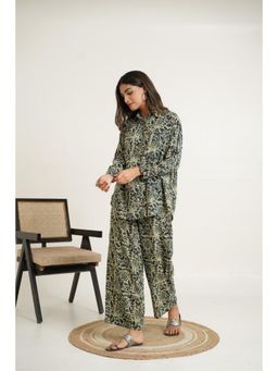 GOODHAND - Blue Cotton Floral Printed Top and Pant Co-Ord Set