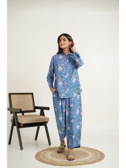 GOODHAND - Blue Cotton Printed Top and Pant Co-Ord Set