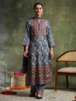Nayam by lakshita - Blue Wool Paisley Kurta with Pant and Dupatta