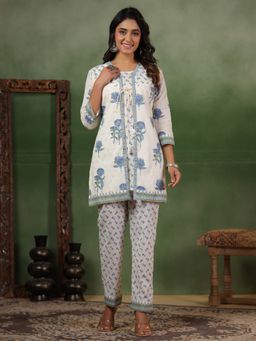 SPAN - White Cotton Floral Co-Ord Set