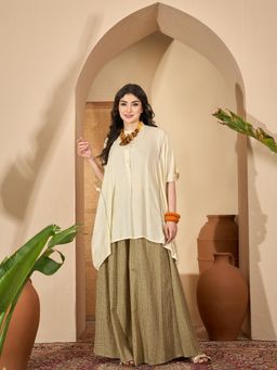Rangdeep - Cream Viscose Rayon Top with Palazzo