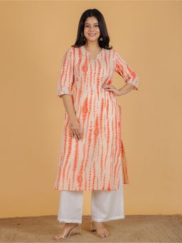 ARAMYA - Pink Soft Cotton Straight Tie-Dye Print Kurta and Palazzo
