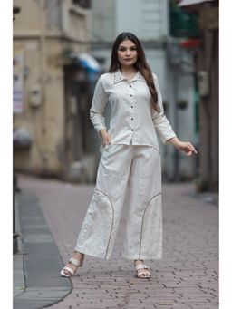 Zolo Label - Off White Minimal Muse Khadi Co-Ord Set