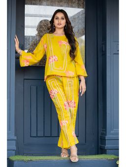ZNKL - Yellow Bold Floral Print Co-Ord Set