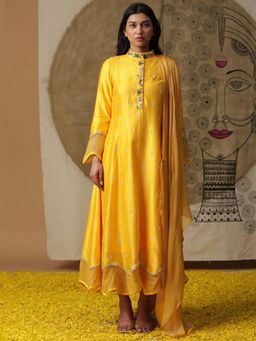 Arpita Sulakshana - Yellow Cowl Dress with Belt