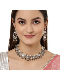 Karatcart - Oxidised Silver Moon Shape Necklace Setfor Women (Set of 2)