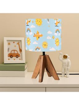 Kuber Industries - Home Decor Nightstand Table Lamp for Bedroom - Blue Yellow Sun