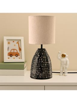 Kuber Industries - Home Decor Nightstand Table Lamp for Bedroom - Solid Cream & Black