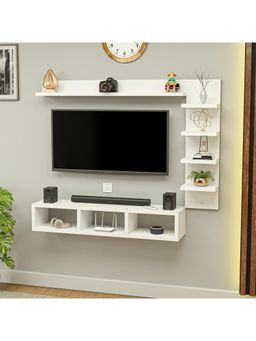 Kuber Industries - Engineered Wood 32 Inch Wall Mount Tv Unit-Rack-Frame Furniture - White