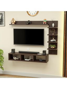 Kuber Industries - Engineered Wood 32 Inch Wall Mount Tv Unit-Rack-Frame Furniture - Brown