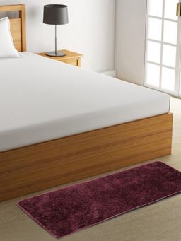 FABINALIV - Maroon Solid Cotton Blend Bedside Runner