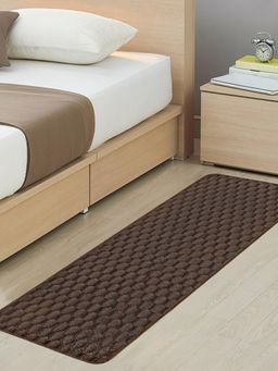 FABINALIV - Brown Geometric Cotton Large Size Bedside Runner