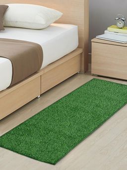 FABINALIV - Green Solid Polyester Large Size Bedside Runner