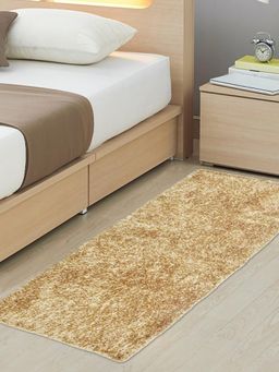FABINALIV - Beige Solid Cotton Blend Large Size Bedside Runner