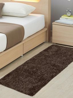 FABINALIV - Brown Solid Cotton Blend Large Size Bedside Runner
