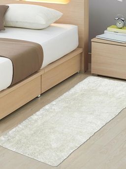 FABINALIV - Off White Solid Cotton Blend Large Size Bedside Runner