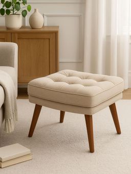 JABRIX - Soft Cushion Ottoman Stool for Living Room - Beige