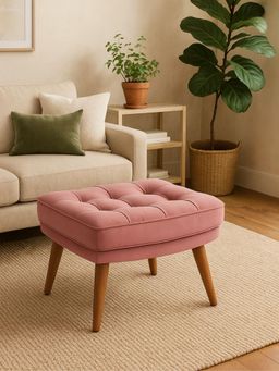 JABRIX - Soft Cushion Ottoman Stool for Living Room - Pink