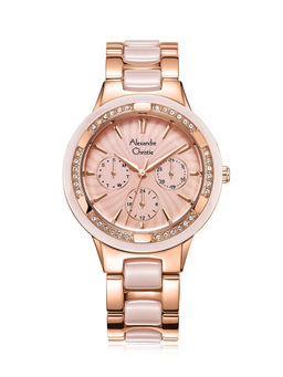 Alexandre Christie - Women Peach Round Dial Multifunction Analog Watch - 2299BFBRGLN