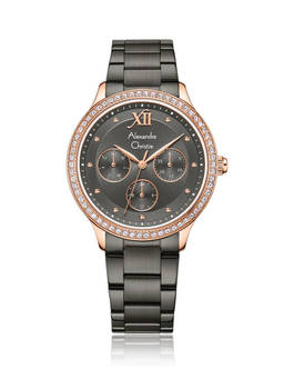 Alexandre Christie - Women Charcoal Round Dial Multifunction Analog Watch - 2A48BFBGRGR
