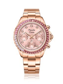 Alexandre Christie - Women Pink Round Dial Multifunction Analog Watch - 2B13BFBRGPN