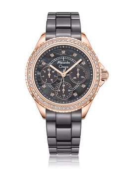 Alexandre Christie - Women Charcoal Round Dial Multifunction Analog Watch - 2B16BFBRGMR