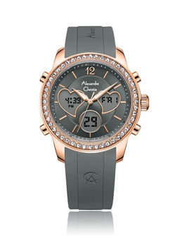 Alexandre Christie - Women Grey Round Dial Multifunction Analog & Digital Watch - 9399LHRRGGR