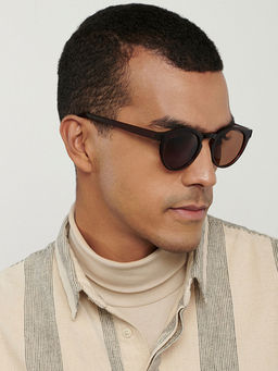 Vincent Chase - Maroon Brown Full Rim Round Polarized HAVANA VC S14596-C2 Sunglasses