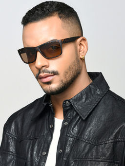 Vincent Chase - Brown Tortoise Brown Full Rim Square Polarized DRIVING Sunglasses