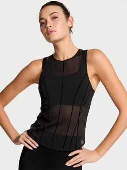 Victoria's Secret - Black VSX Flocked Mesh Tank Top