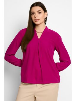 Styli - Womens Velvet Fuchsia Top