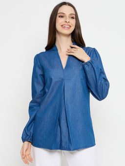 Styli - Womens Denim Dark Blue Top