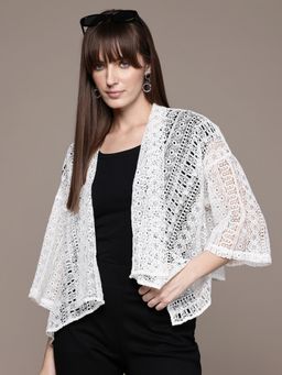 Label Ritu Kumar - White Fashion Flair Outer Wear Shrug