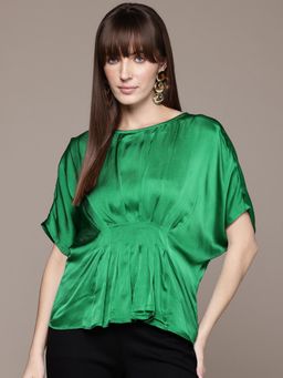 Label Ritu Kumar - Emerald Green Vacenza Round Neck Top