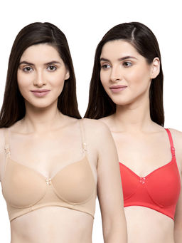 Groversons Paris Beauty - Lightly Padded Bra Combo Pack of 2 - Multi-Color
