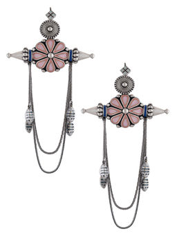Tribe Amrapali - Pink Enamel Chandrika Flower Earrings