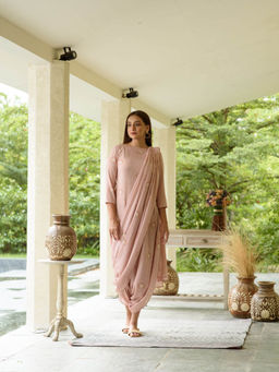 Pasha India - Pink Dhoti Jumpsuit with Detachable Dupatta (Set of 2)